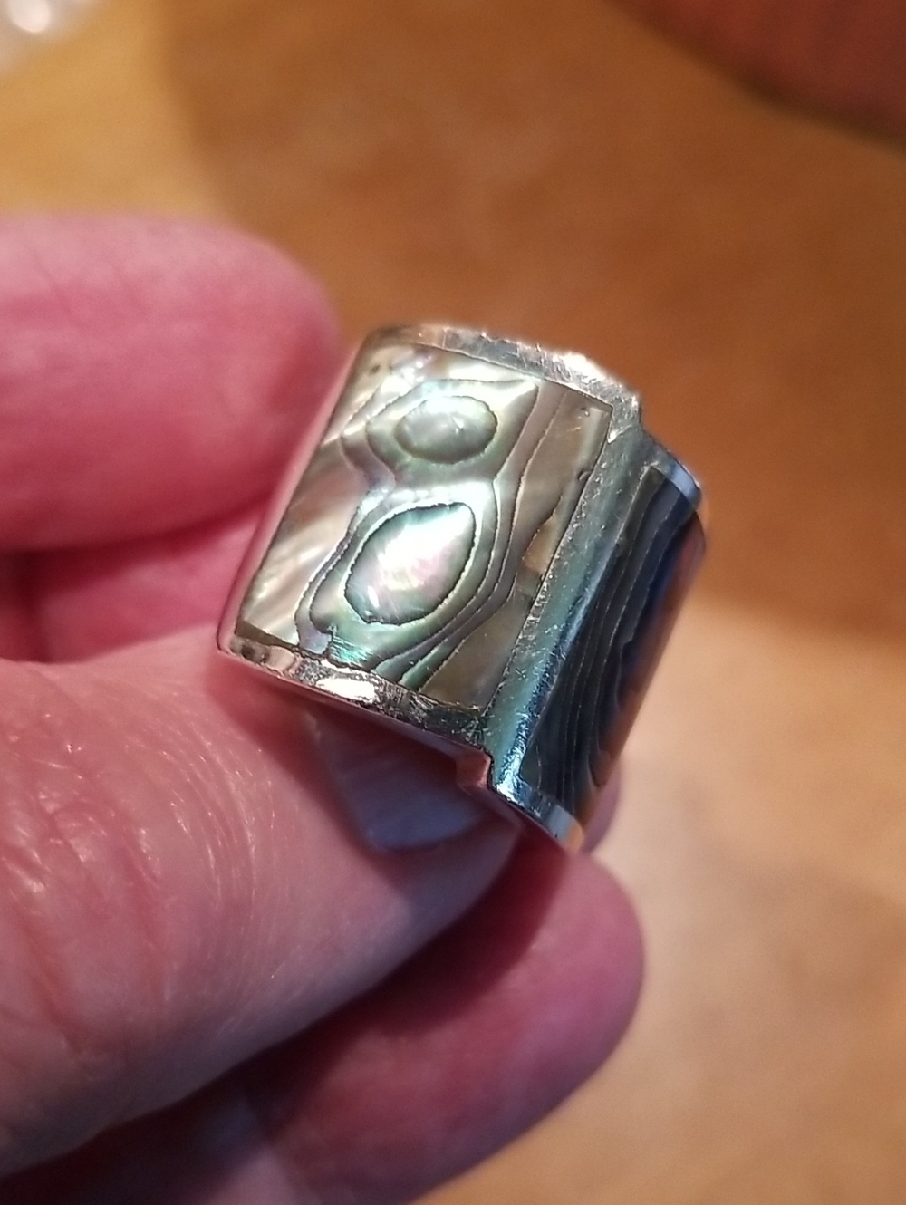 Silver ring with Abalone Shell Inlay - Picture 4 of 8